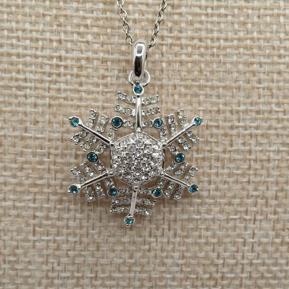 Joan Rivers Snowflake Rhinestone Accent Silver Tone Pendant Necklace